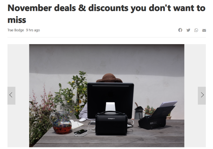 LeeandLondonPR's tweet photo. MSN's November Deals &amp; Discounts featuring client @ChargeTech's powerful portable power devices!  @traebodge https://t.co/YnZ2OQ2eRA https://t.co/ATdIHaQTgF