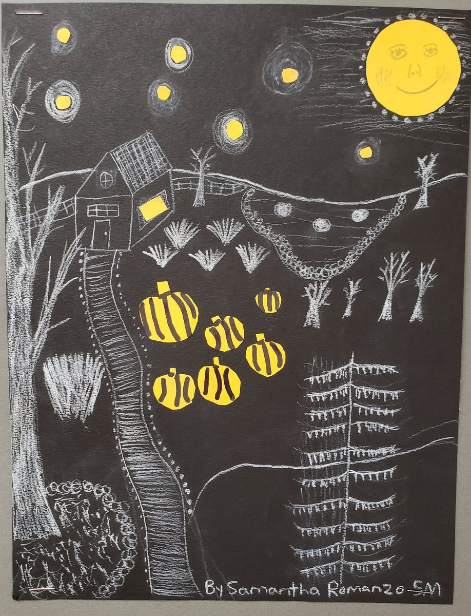 JuliaGoggi's tweet photo. Artwork inspired by a beautiful picture book titled The House in the Night. Working with the positive/negative space of white on black creates a magical mood in these pieces. #materialexploration #charcoal #guideddrawing #academicchoice @WPSSicomac https://t.co/r27lV4RWyR