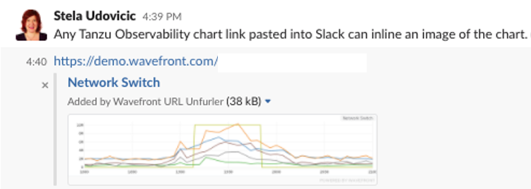 WavefrontHQ's tweet photo. New! Collaborate across operations and developer teams and resolve production incidents quickly. Any #VMwareTanzu Observability by #WavefrontHQ chart can now show in #Slack. #DevOps #collaboration #observability #metrics #monitoring #APM
Learn more: https://t.co/ZHjSdys3zX https://t.co/NICi9fWO4O