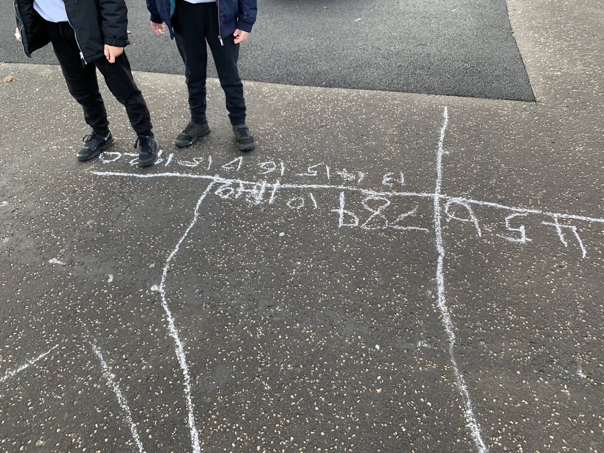 sunnyside_ps's tweet photo. P4M went outside today to revise numbers to 20 in French. One of our tasks was to draw a number line then stand on the numbers that were called out @ClacksOL #1plus2Clacks https://t.co/VugQaT1BWB