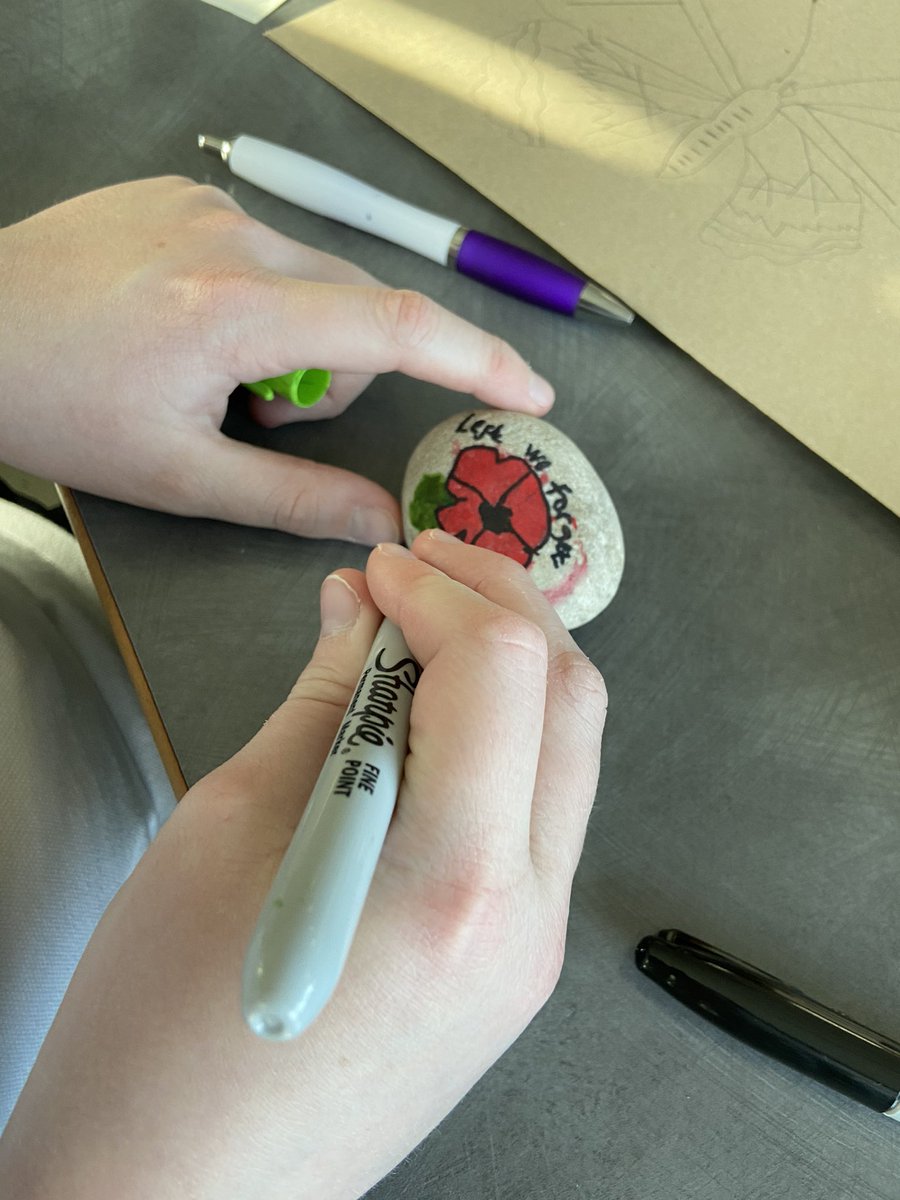 AandD_MissS's tweet photo. We have been working on remembrance stones with S1 pupils in collaboration with @SoSub_KinrossHS here’s some work in action. #KHSCompassionate #Collaboration #AmazingS1s https://t.co/iO9Ucz74K4