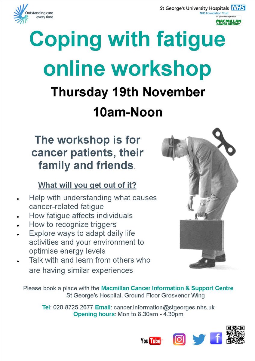 MacmillanSTG's tweet photo. 2/2 our @Youtube Wellbeing Channel that we started in April is now full of amazing videos ready to support you with emotional  &amp; physical fitness. Note you can still book a place to our virtual #Healthandwellbeing workshop on Coping with Fatigue &amp; #GetSet4Surgery is still weekly https://t.co/A6hJMTfJrH
