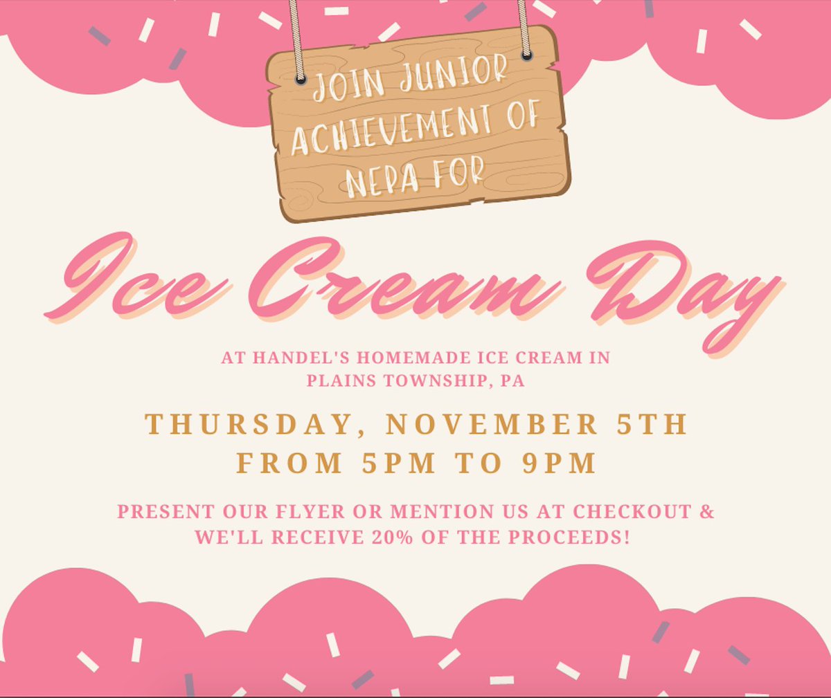 Tomorrow is the big day - Plan a trip to Handel's Homemade Ice Cream in Plains Townships, PA! Support your local Junior Achievement of NEPA and enjoy Great Ice Cream with Great People!