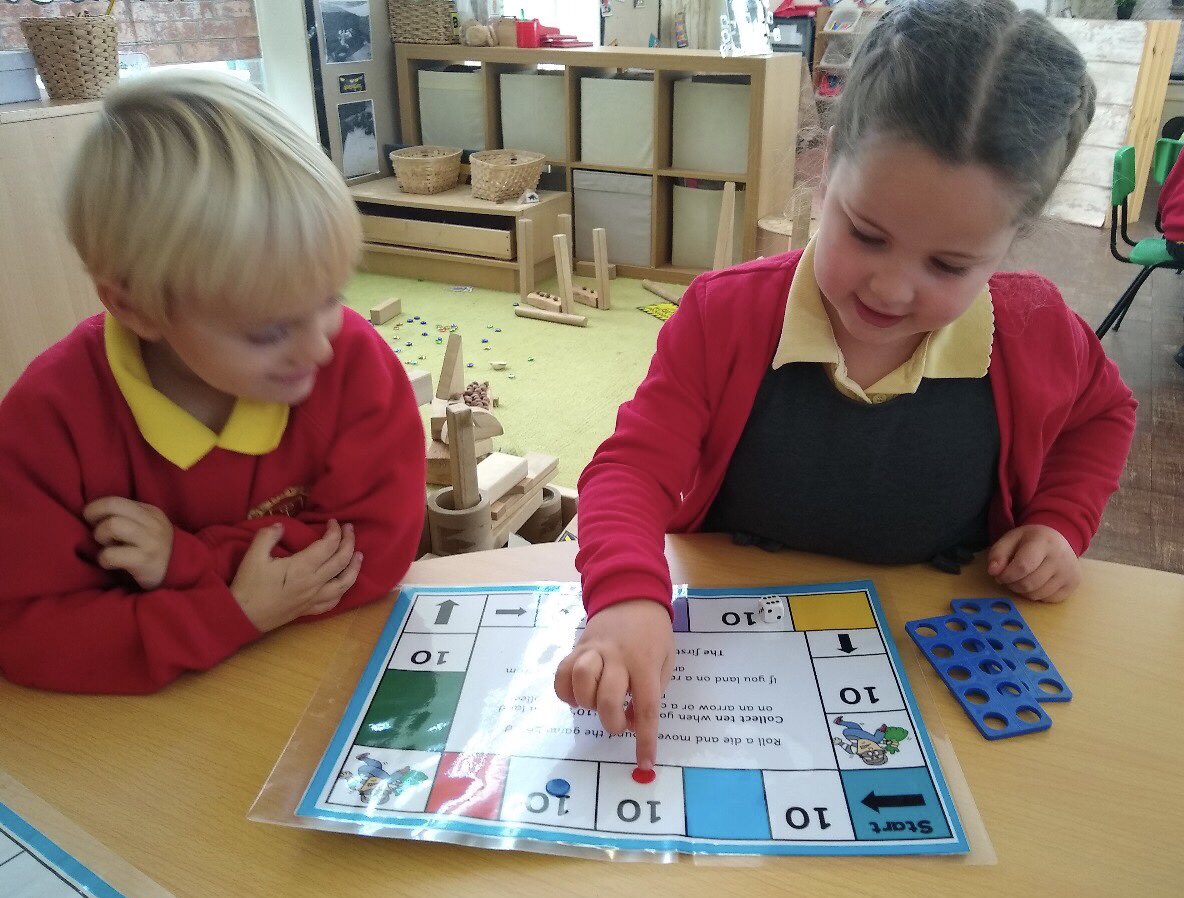 stdavidsrc2017's tweet photo. So much gained from playing a board game ~ taking turns, following the rules, dice work, counting on and counting in tens to name just a few skills! We have loved our 10’s game this week 🎲 #sdpsy1 #boardgames #healthyconfidentindividuals https://t.co/XtajSW9LTQ