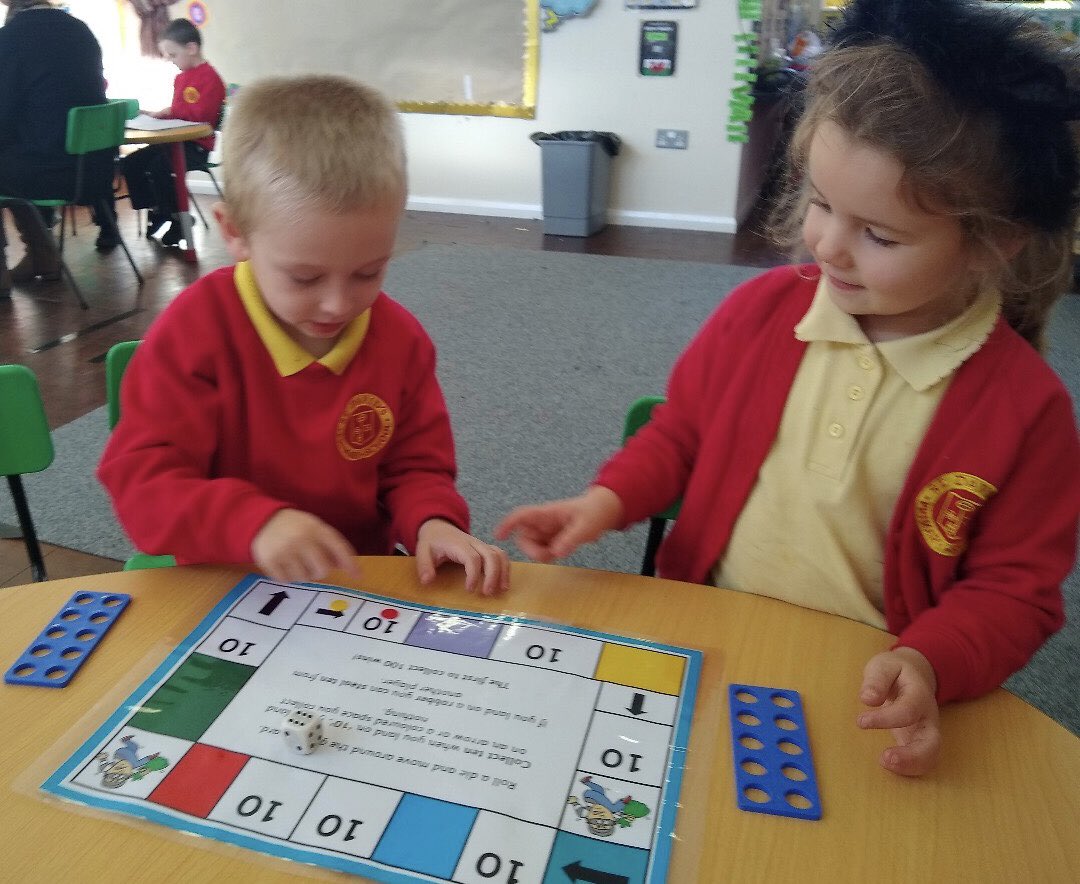 stdavidsrc2017's tweet photo. So much gained from playing a board game ~ taking turns, following the rules, dice work, counting on and counting in tens to name just a few skills! We have loved our 10’s game this week 🎲 #sdpsy1 #boardgames #healthyconfidentindividuals https://t.co/XtajSW9LTQ