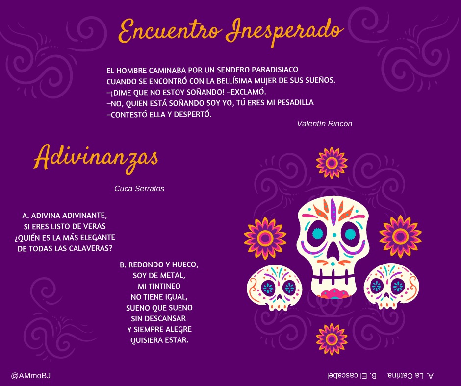 AMmoBJ_'s tweet photo. ¡¡Hoy para los más pequeños de la familia tenemos una colaboración muy especial!!

☠️💀🎃🦴👻

¡Un mini cuento de ficción de Valentín Rincón y dos adivinanzas de Cuca Serratos! 

¿Jugamos a resolverlas? https://t.co/8VekDvkKBI