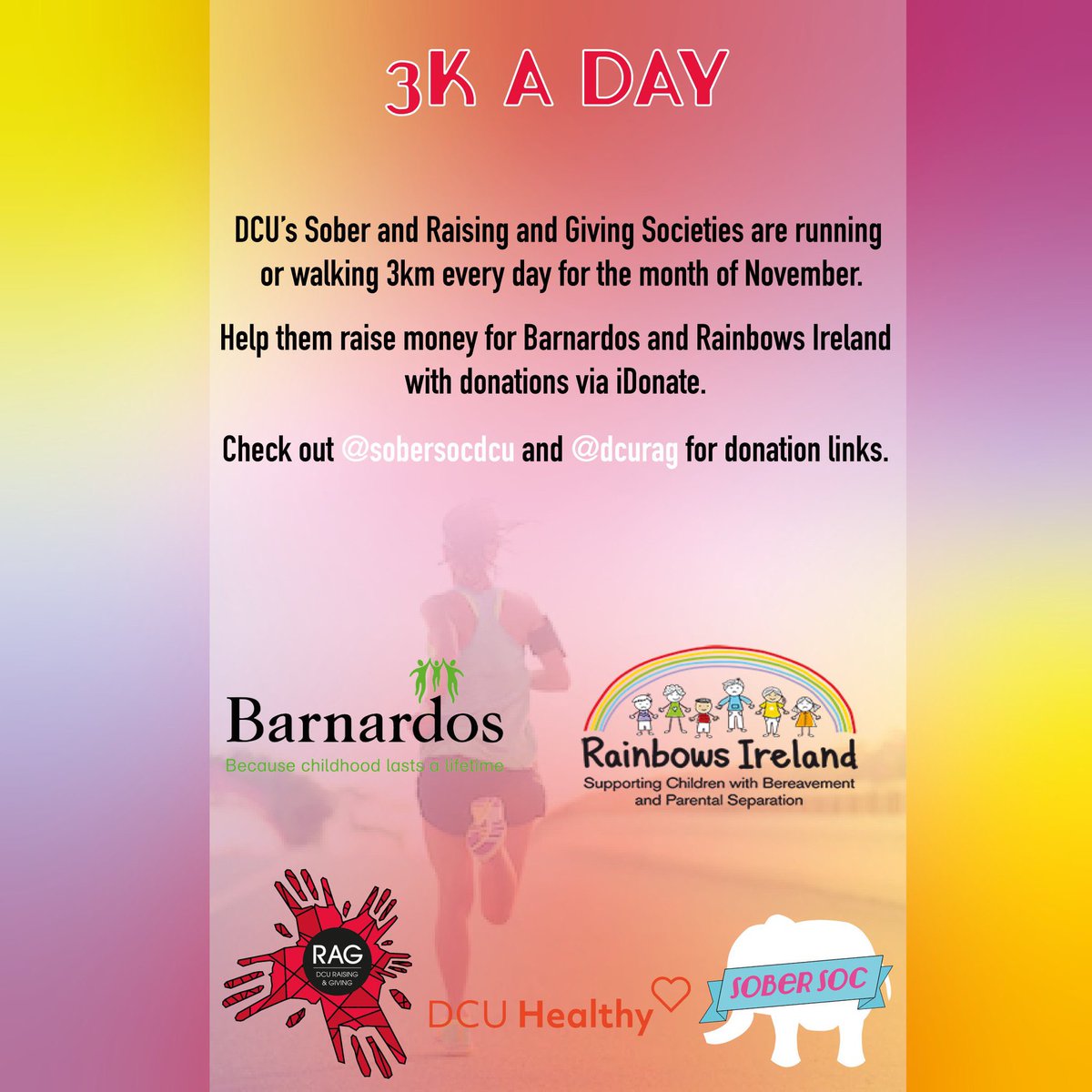 Leanneafin's tweet photo. Who says you can’t give yourself a little challenge in lockdown? 😉

@sobersocdcu &amp; @DCURAG doing FANTASTIC things (as always), but now they are raising money for @Barnardos_IRL &amp; @RainbowsIreland - please get involved in their 3K a day, and DONATE through the link in their bios! https://t.co/6p9IObm6Po