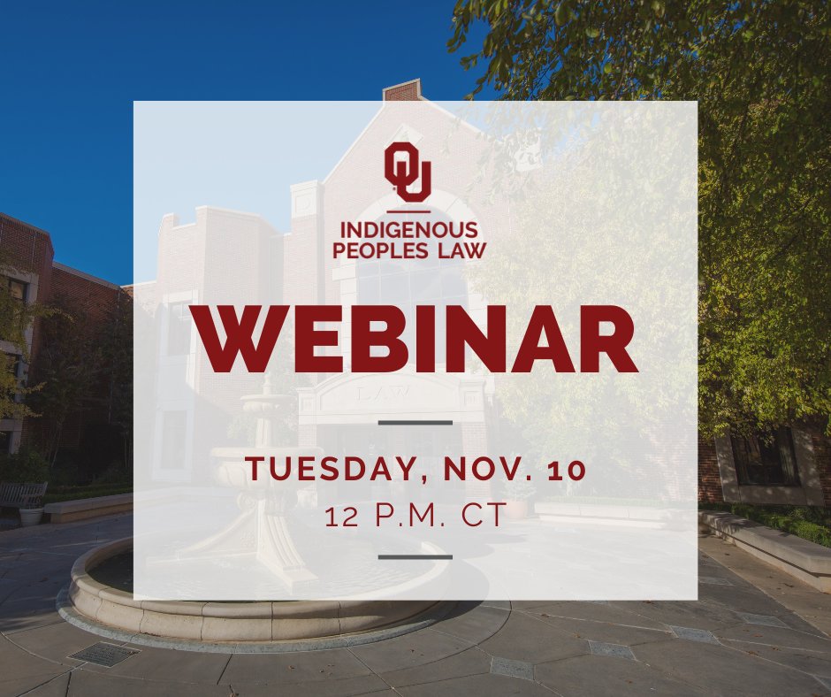 Miss our last Master of Legal Studies in Indigenous Peoples Law webinar? You're in luck - we're hosting one on Tuesday, Nov. 10 at 12 p.m. CT! Join us by registering here: bit.ly/3oOn4T1