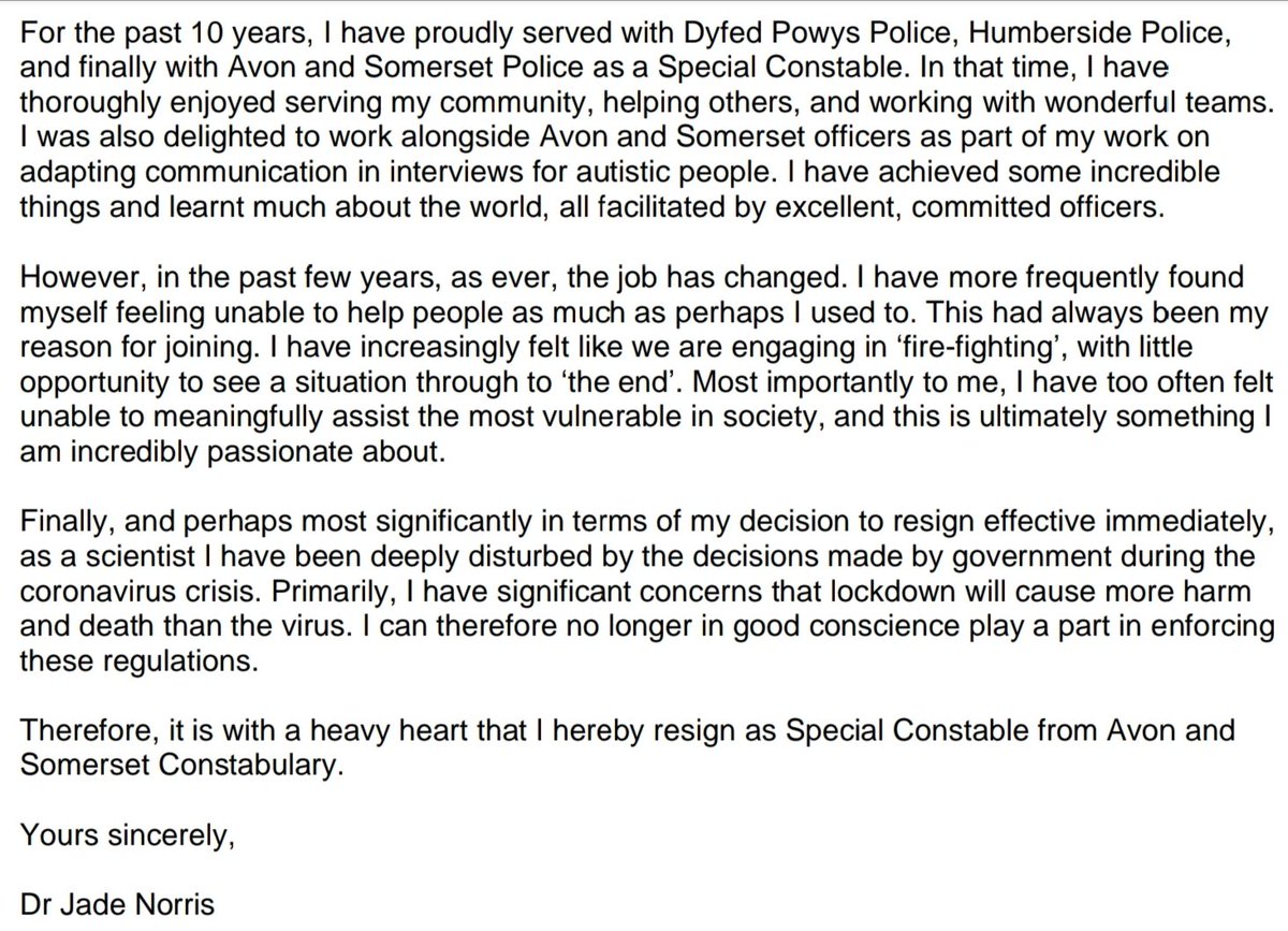 jadenozzz's tweet photo. It is with a heavy heart that, on November 5th, after 10 years, I will be resigning as a Special Constable 💙 https://t.co/iJfv756Blf