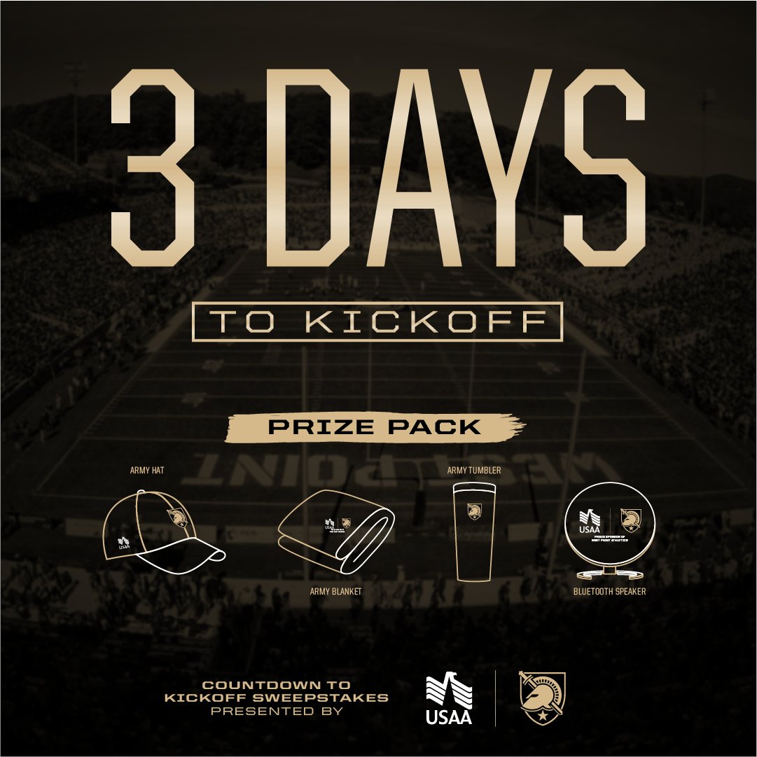 USAA's tweet photo. We're 3 days away until #AFvsArmy! All week we're giving fans the chance to win prizes as we count down to game day. Enter for your chance to win! https://t.co/rtkLm455T0 https://t.co/oeW8RD6HSn
