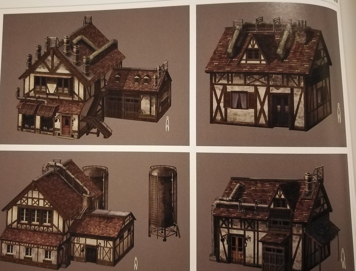 Concept art for Nibelheim. It looks really cute and quaint. There's also the reactor with the mako tank at the bottom.