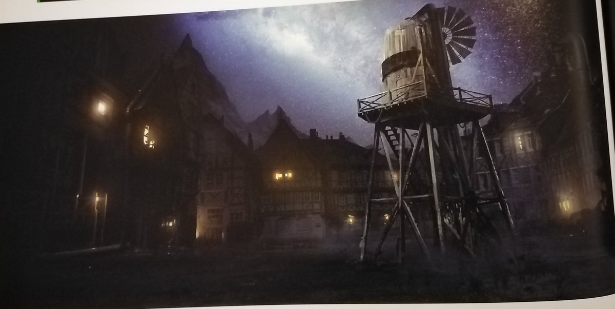 Concept art for Nibelheim. It looks really cute and quaint. There's also the reactor with the mako tank at the bottom.