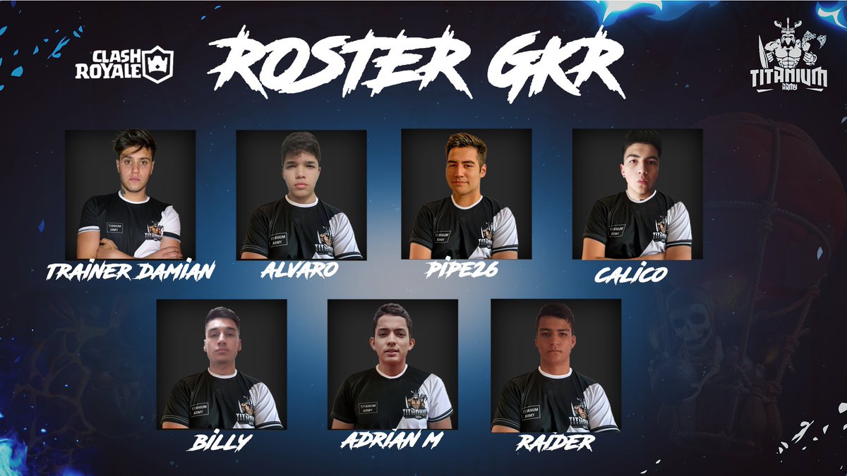 #TA | ROSTER!

Este sera nuestro roster que nos representara en la <a href="/GkrLeagues/">GKR – Gold Edition</a> 💪

🪓• <a href="/TrainerDamianTM/">⚡️•Trainer Damian™ •⚡️</a>
🪓• <a href="/_Alvaro_Cr/">Alvarø</a>
🪓• <a href="/Pipe26Cr/">Felipe Merino</a>
🪓• <a href="/CalicoTraShh/">Calicoجحخ♥️</a>
🪓• <a href="/BillyRaCR/">VG 'Billy'</a>
🪓• <a href="/98Adrianmarquez/">Adrian M</a>
🪓• <a href="/franrodrig02/">Raider02</a>

¡A dejar en alto el nombre de nuestros vikingos! 👊🔥

#GoTitanium