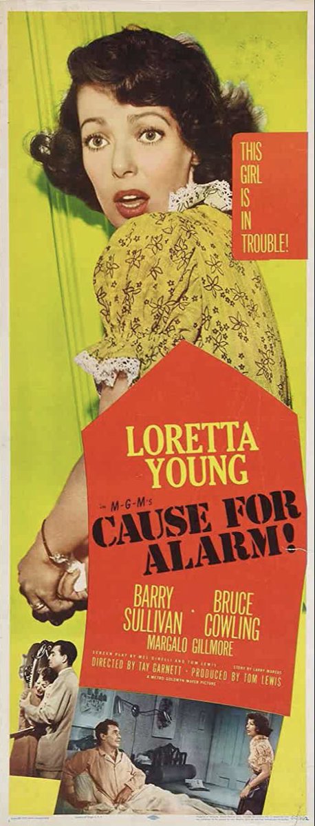 A couple of alternate posters for Cause for Alarm! (1951). They all keep that tag-line though.  #Noirvember