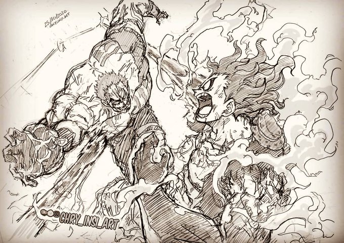 Here's the first #weeklysketch! 
#Luffy snakeman) vs #Katakuri !What would you like to see next time? ✍ 
Let me know in the comments! ? 