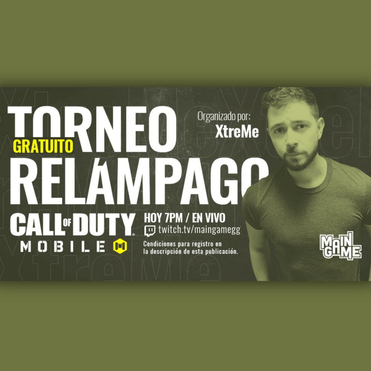 XtremeThePlayer's tweet photo. HOY Torneo GRATIS de #CoDMobile a las 7pm Central Mex, PREMIO 💵
Participar o más Info por el #Directo
.
En vivo aquí: https://t.co/cUPrukuLoX
Patrocinado por: @MaingameGg
.
#torneo #torneovideojuegos #torneocodm #torneocodmobile #codm #codmlatino #codmlatam https://t.co/9jYQ5emQuo