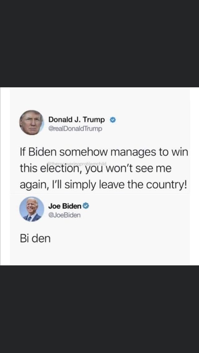 naomiaustin's tweet photo. This is too funny not to share 😂😂 👋🏻👋🏻👋🏻👋🏻 #USElection2020 #USElection #USElections #TrumpvsBiden https://t.co/YIKKyYe3UC