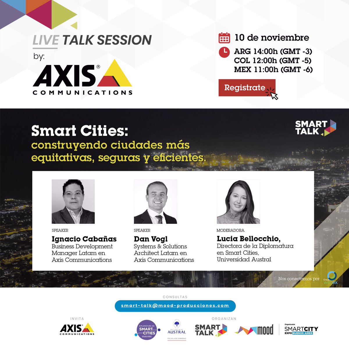 Smart_LiveTalks's tweet photo. No te pierdas el nuevo #LiveTalkSession con @Axis_LAT sobre Smart Cities!
Anotate 👉 https://t.co/pdXcMSrKVs
Y seguí las novedades en https://t.co/HRsmwsvAE6
#smartcities #smarttalk #tendencias #igualdad #diversidad #seguridad #eficiencia #CiudadesInteligentes https://t.co/N5yOEngpaL