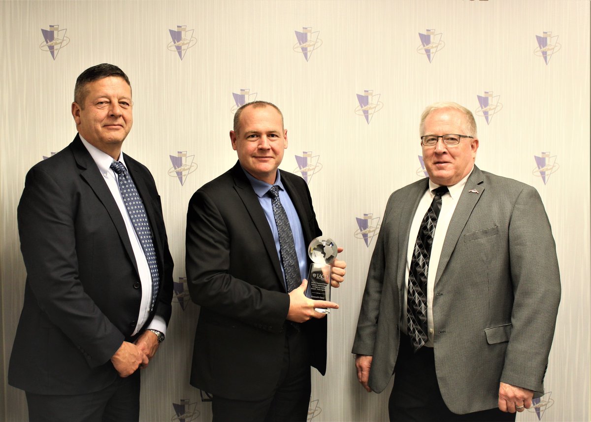 BellevuePolice's tweet photo. Chief Clary was presented the J. Stannard Baker – Lifetime Achievement Award in Highway Safety at the @TheIACP   convention.   In the 35 year history of this award Chief Clary is the first recipient in the state of Nebraska. Congratulations Chief, well deserved https://t.co/q5UnYXhbq3