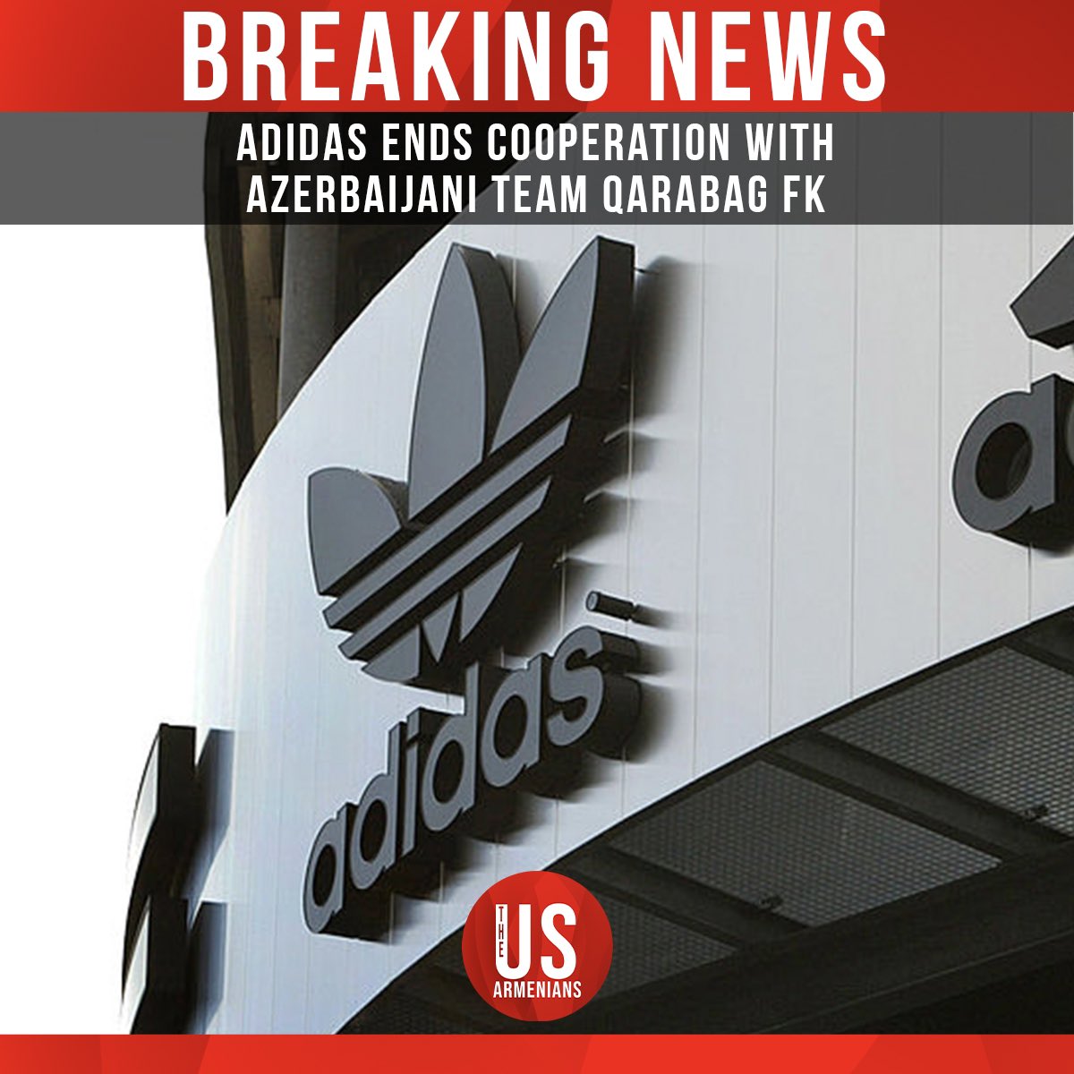 TheUSArmenians's tweet photo. Adidas has sent a letter to the Azerbaijani club "Qarabağ" to terminate cooperation unilaterally. 

Source: Public Radio of Armenia

MAKE SURE TO RETWEET AND FOLLOW US FOR MORE! https://t.co/pSa8CzHFqu