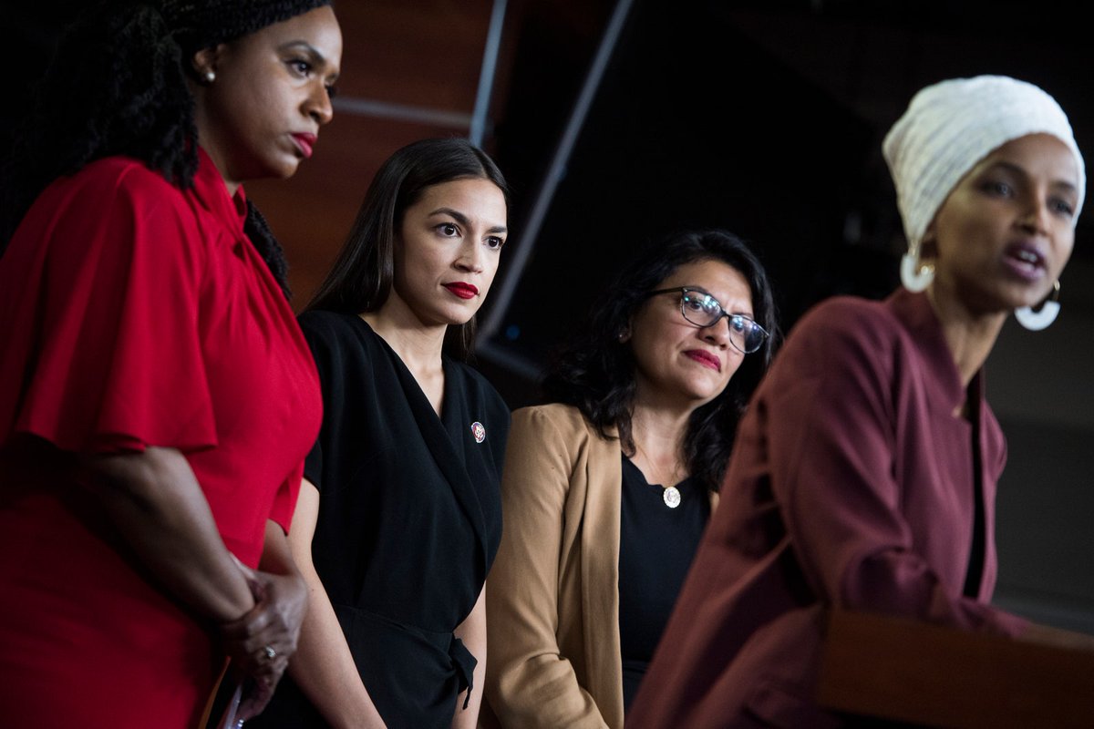voguemagazine's tweet photo. Another reason to remain hopeful? "The Squad" is here to stay! @Aoc, @IlhanMN, @AyannaPressley, and @RashidaTlaib all secured decisive victories last night in their respective districts. https://t.co/GSt9DP4Oe3 https://t.co/4Vqglf0e5k