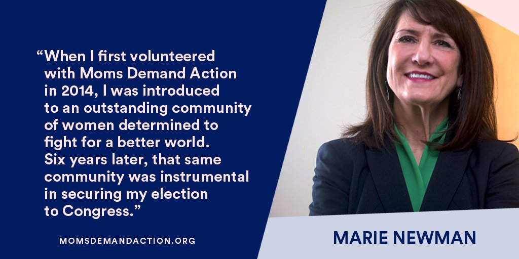 Illinois Moms Demand Action volunteer Marie Newman won a seat in the U.S. House! Marie joins our former spokesmom  @LucyMcBath as the second Moms Demand Action volunteer to be elected to Congress!Congratulations, Congresswoman-elect Newman!  @Marie4Congress