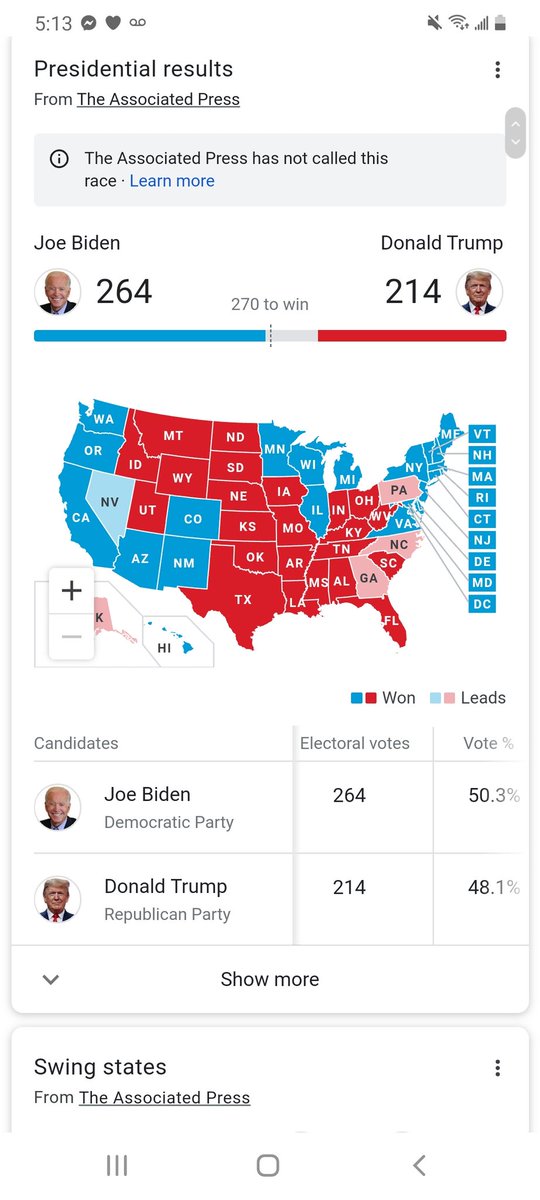 pasinger1981's tweet photo. Isn't it funny how if #biden gets #Nevada it brings him to exactly #270 #trump needs to have every last #ballot #recounted. You are #watching #the #theft #of #a #nation https://t.co/mqi25FvZwc