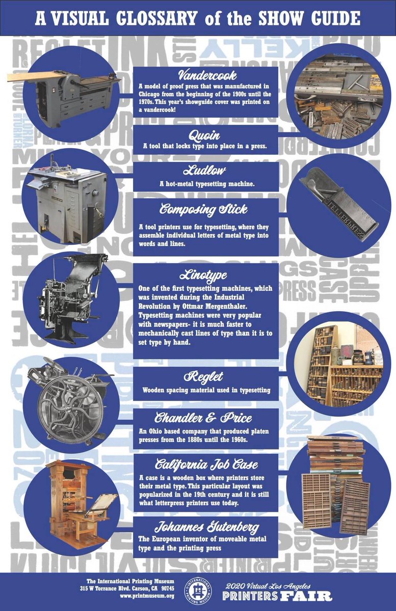 PrintMuseumCA's tweet photo. Points to anyone who can define every single word on our show guide cover print!
https://t.co/EicqmV1QpO

#LAPrintersFair #Vandercook #Quoins #Ludlow #ComposingStick #Linotype #Reglet #ChandlerandPrice #CaliforniaJobCase #JohannesGutenberg #Letterpress #JobCase #Ink #Sorts #Forme https://t.co/XX9tRifR8R