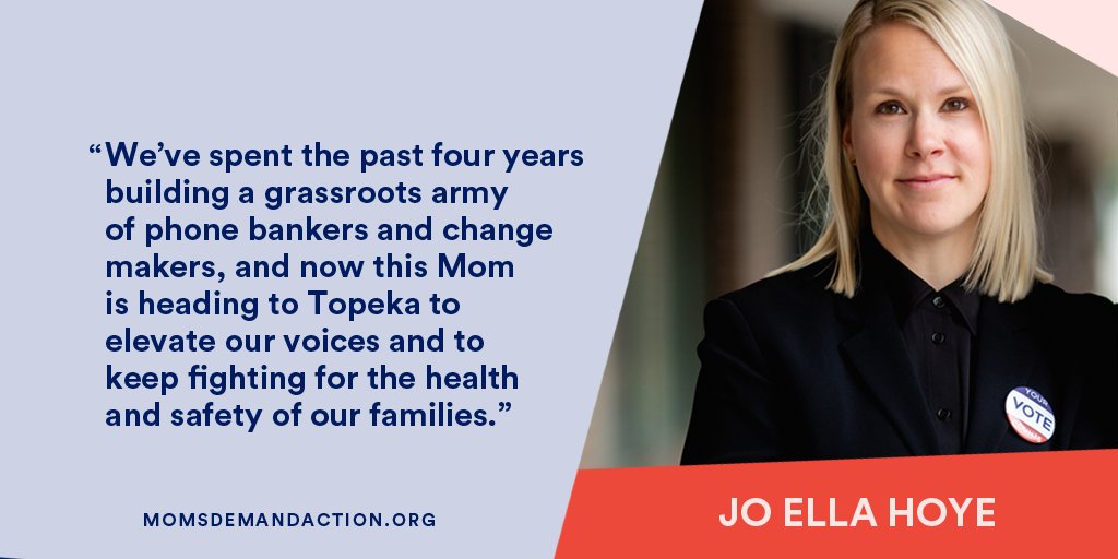 Kansas Mom Demand Action volunteer Jo Ella Hoye won a seat in the Kansas State House! Congratulations,  @joellahoye!