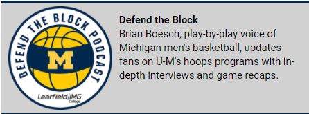 umichbball's tweet photo. SPECIAL ANNOUNCEMENT!

〽️🏀 Radio's @BrianBoesch has started DEFEND THE BLOCK podcast housed on https://t.co/8w3Cl6tlHB

All hoops, all the time! Link it &amp;  tune in each week this upcoming season

First show: @isaiah__02 &amp; @nazhillmon

E1 | https://t.co/qwx759k3eS

#GoBlue https://t.co/mjF8y5201R