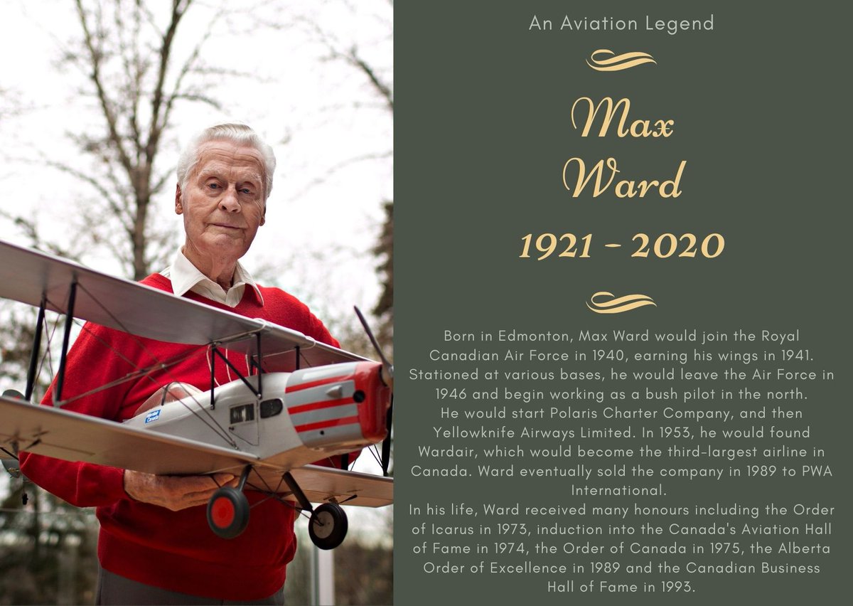 CraigBaird's tweet photo. Canada lost an aviation pioneer and a legendary bush pilot on Nov. 2
Rest in Peace Max Ward

#maxward #wardair #aviation #canadaaviation #airlines #canadairlines #aviationhistory https://t.co/70gtuu17Wg