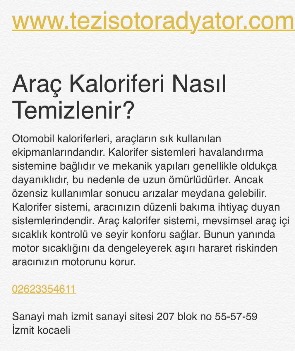 Teziş oto radyatör klima elektrik yedek parça (@tezis_radyator) on Twitter photo 