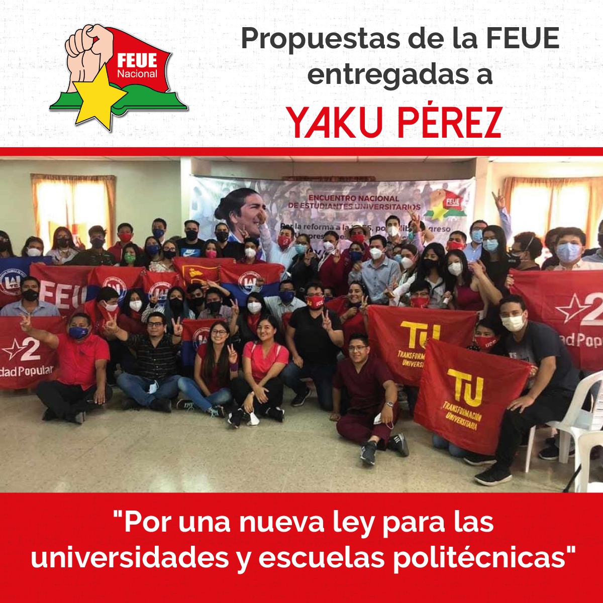 FEUEnac_Ecuador's tweet photo. El viernes 30 de octubre se realizó el Encuentro Nacional “Estudiantes Universitarios junto a @yakuperezg”,  organizado por la FEUE Nacional.

Te invitamos a revisar las propuestas en nuestra página web. 👇🏼
https://t.co/M2oAdQg9Nb https://t.co/v4i6ld6blK
