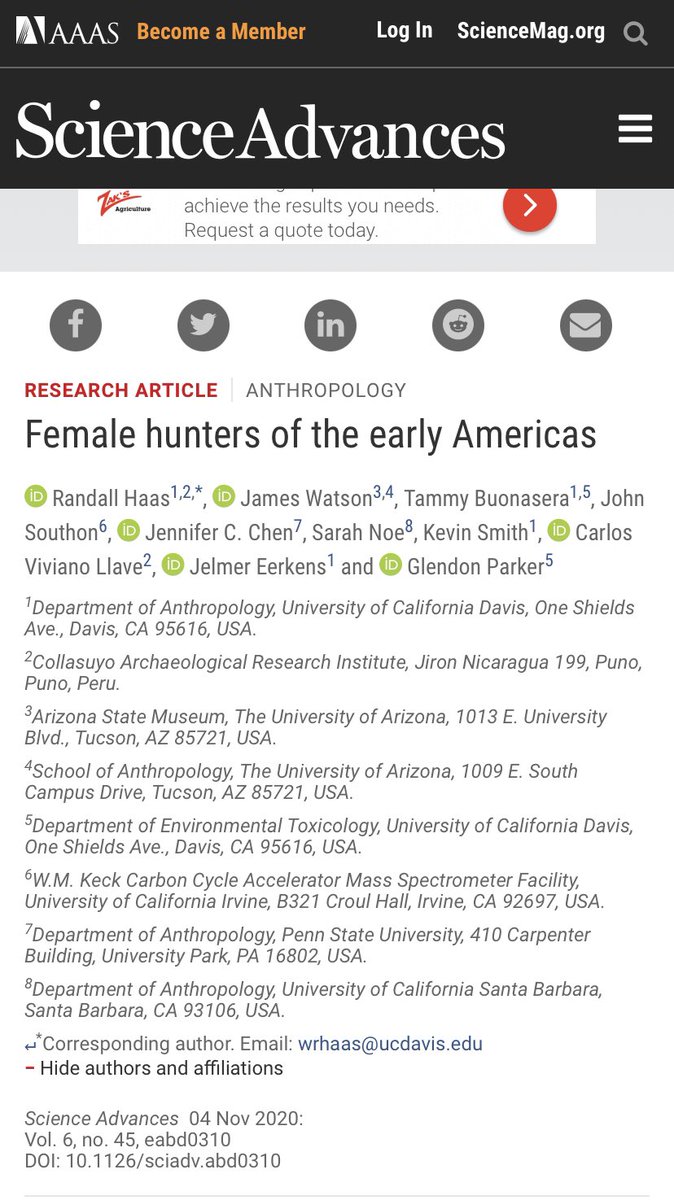 Female hunters of the early Americas

advances.sciencemag.org/content/6/45/e…
