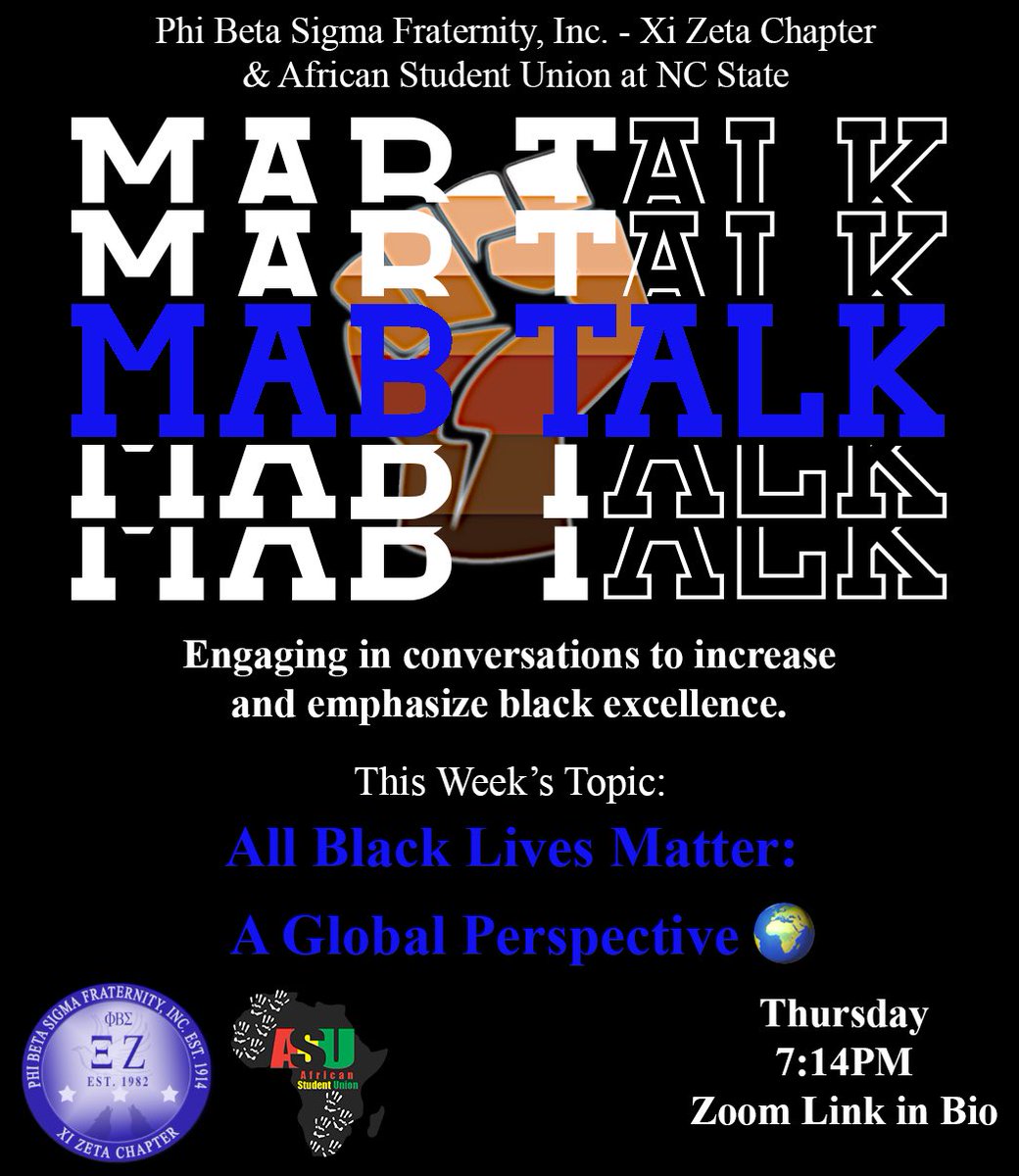 NCSUASU's tweet photo. Join us as we collab with  Phi Beta Sigma Fraternity tomorrow as we discuss the many events that have occurred affecting the diaspora of Africa and how you can be a part of the solution! You don’t want to miss it!  😉 https://t.co/zNBsXmsxmR