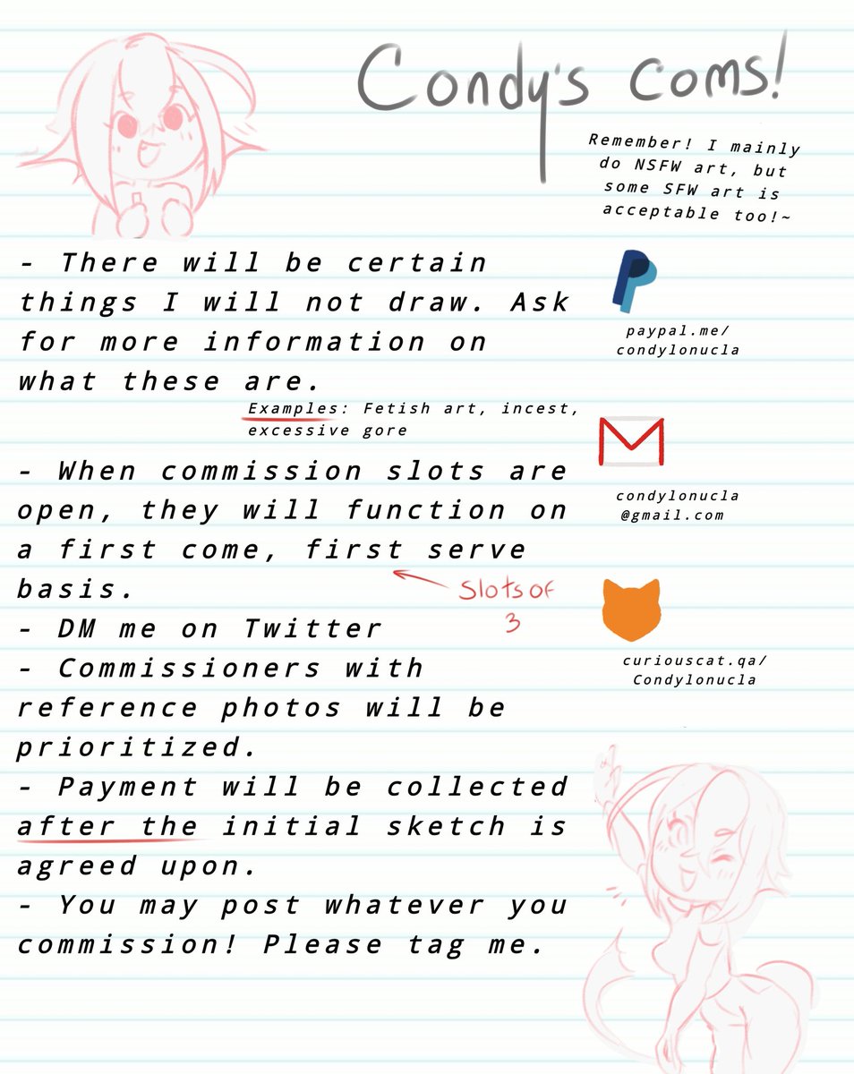condylonucla's tweet photo. Ok people this is the new com sheet! I know I posted before but im reopening coms and this is gonna be the REAL reference sheet. I'm working on an extra page of comic prices (if people want that) so stay tuned!~ Coms will open soon! :D https://t.co/R2dOGl1VIu