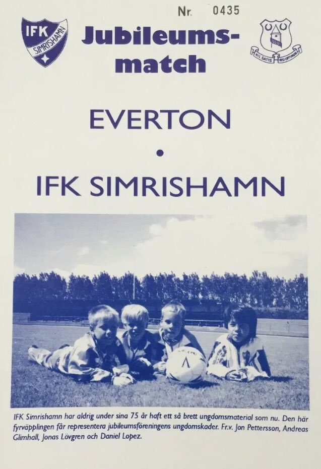 #137 IFK Simrishamn 0-6 EFC - Jul 21, 1994. The first match of the first of 3 separate overseas pre-season tours saw the Blues go to Sweden & face local side IFK Simrishamn. EFC won 6-0, with goals from 6 separate scorers - Ablett, Cottee, Ebbrell, Hinchcliffe, Snodin & Stuart.