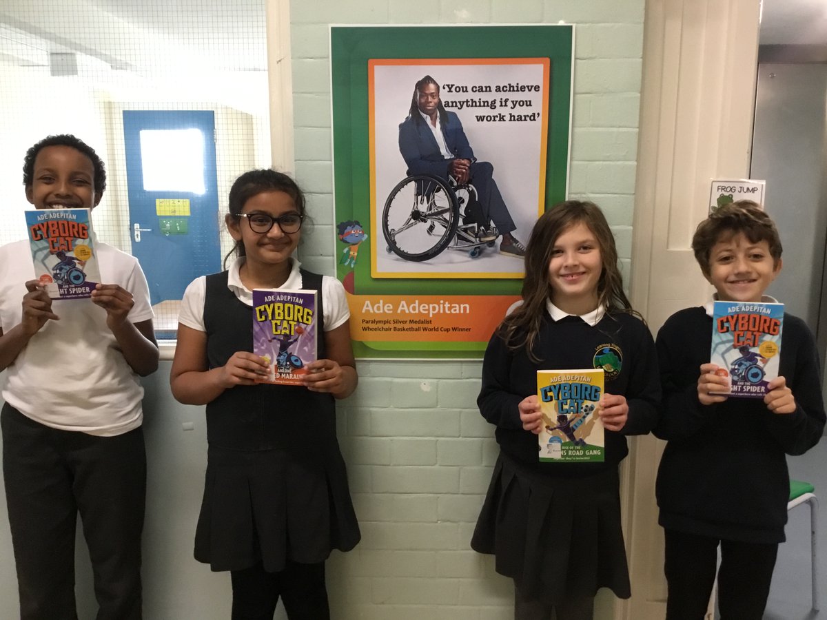 Smallwoodschool's tweet photo. Our pupils were so #inspired they couldn't wait to get their hands on your #cyborgcat series - now they can with multiple copies in every classroom. @AdeAdepitan Thank you for representing our community in your books #gratitude https://t.co/ztij1pWVAZ