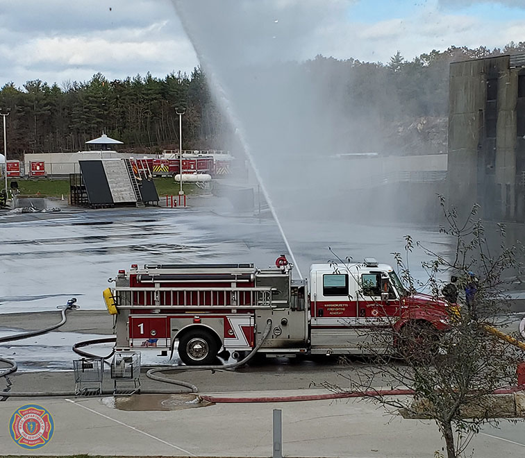 MassDFS's tweet photo. On Monday, #Recruit #Class287 reviews operation of heavy stream appliances during a very windy day at the Stow campus. https://t.co/HYnkLVOnnx