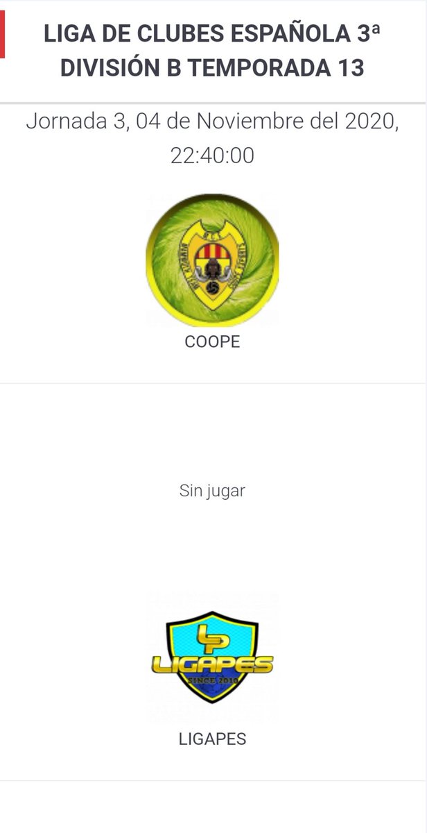 Noche de partidos en @VPN_SPAIN 
📅Jornada 2
⏲️22:40
🏟️Fuera
🆚 @sanluqueno_esp 

📅Jornada 3
⏲️23:00
🏟️Casa
🆚 @LigapesF