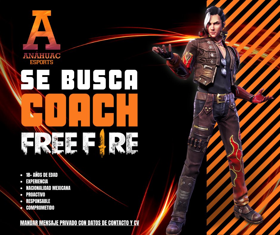 SE BUSCA COACH DE FREE FIRE
Estamos en proceso de completar nuestra escuadra con un coach que aporte experiencia al equipo, si estás interesado no dudes en contactarnos!