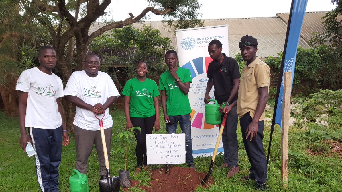 mytreeUganda's tweet photo. Climate Change threatens #Development progress!
We planted a #SourSope tree for Ms. Elsie Attafuah, Resident Representative of @UNDPUganda.
Thank you @ElsieAttafuah, this tree is a great step towards achieving ZeroPoverty.
@RMalango2015 @KigoziMaggie @queridoAntonioL @FAOUganda https://t.co/k3mPSzqwvA