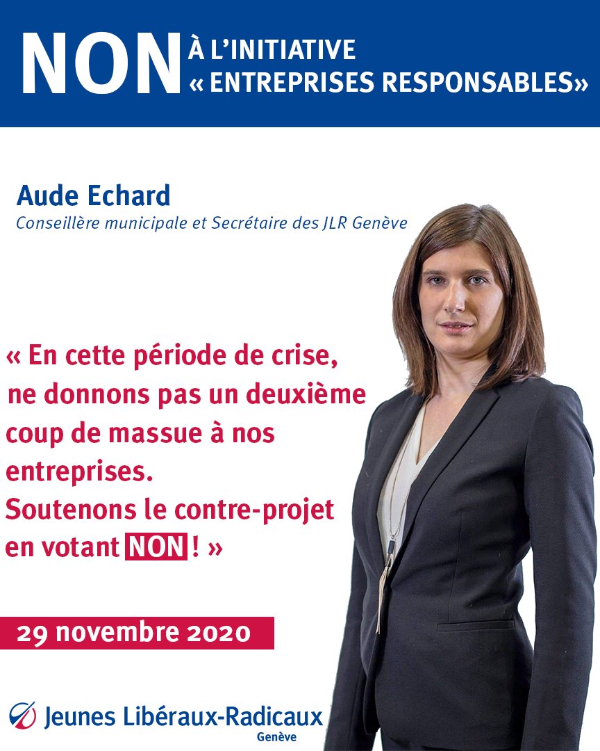 Notre secrétaire Aude Echard votera NON à l'initiative #EntreprisesResponsables le 29 novembre ! 🗳 
#Initiativedesuspiciongénéralisée