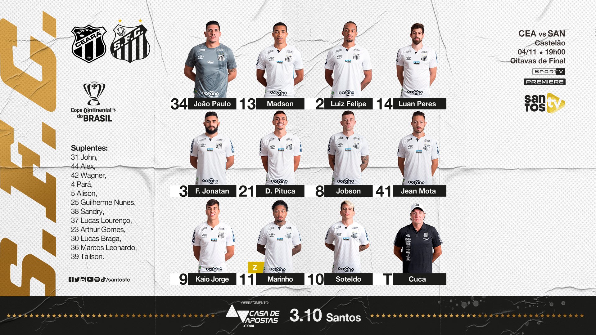 Santos FC on X: SANTOS ESCALADO! 📋  / X