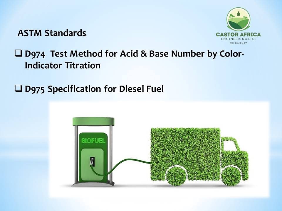 castorafrica's tweet image. #ASTM #standards
#D974 Test Method for Acid and Base Number by Color-Indicator Titration

#D975 Specification for Diesel Fuel

#CastorAfrica #Biodiesel #FeedStock #AfricanCastorAlliance #AfCA #ASTMStandards #biofuel