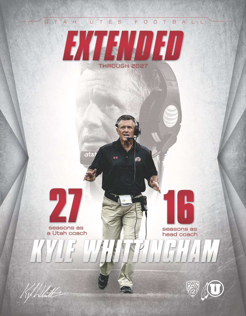 Utah_Football's tweet photo. CONSISTENCY

@UtahCoachWhitt’s contract has been extended through 2027 🙌

Read: https://t.co/y2Nj3DKXKP https://t.co/9GZQ6Orkd0