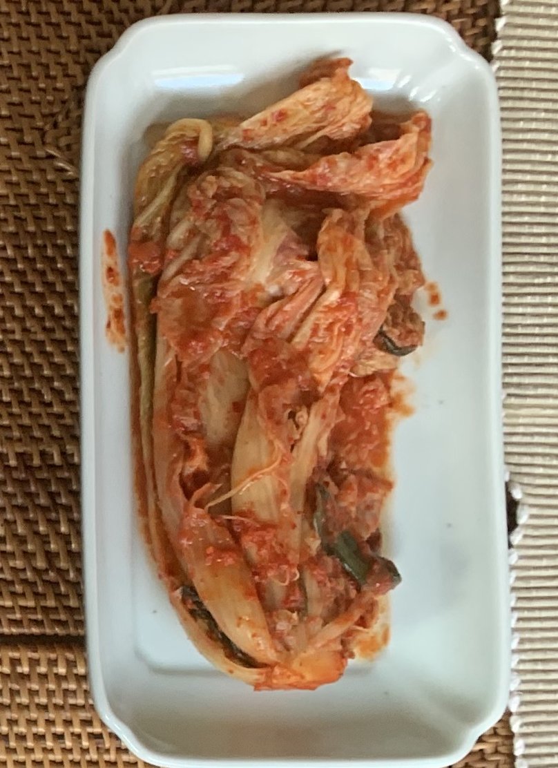 Gotta have this lovely kimchi. It tastes good, helps your digest, refreshes your mouth, and so on. Rice and kimchi is like salt and pepper.