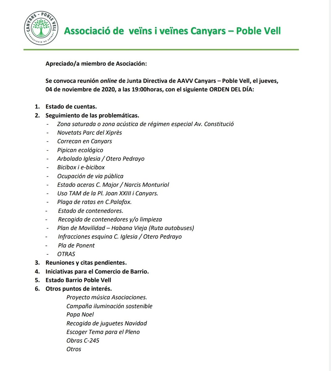 AvCanyars's tweet photo. 🗣️ Mañana reunión de la Associació de Veïns Canyars - Poble Vell.

¿Vives en el barrio dels Canyars o Poble Vell?
¿Te interesan o afectan estos temas?

🆘 Si eres vecin@ nuestro y quieres luchar con nosotros, escríbenos tu email y te invitamos a que estés presente en la reunión. https://t.co/Zr58xrsga2