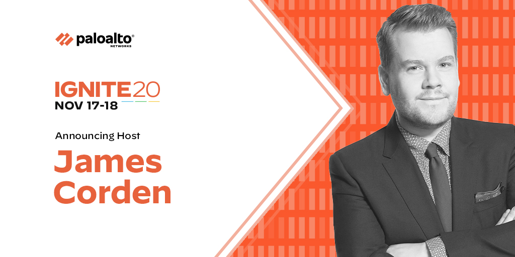 We’re so excited to announce James Corden as our host for Ignite ’20. Join him and all our other amazing speakers while you discover how to futureproof your cybersecurity. Don’t miss out. Register now. bit.ly/2K1iq34 #IgniteYourSecurity