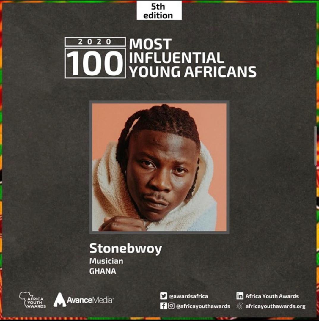 stonebwoy's tweet photo. Thanks for the Recognition.
100 most influential Young africans in entertainment.. and the Youth Excellence Awards.. 
Let's choose Peace over everything come this elections..
#BhimNation🇬🇭🌍👑 https://t.co/CxoytFR1PQ